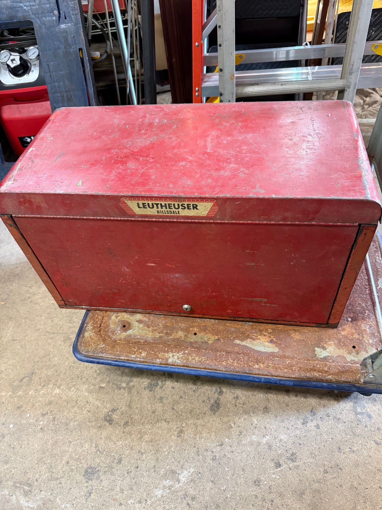 Leutheuser Hillsdale Red Vintage Mechanics ToolBox, Garage Chest