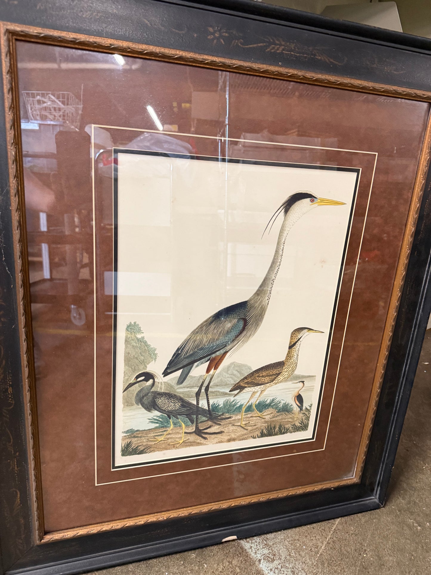 Pair Heron Family I & II Wilson Framed Painting Prints 24x29