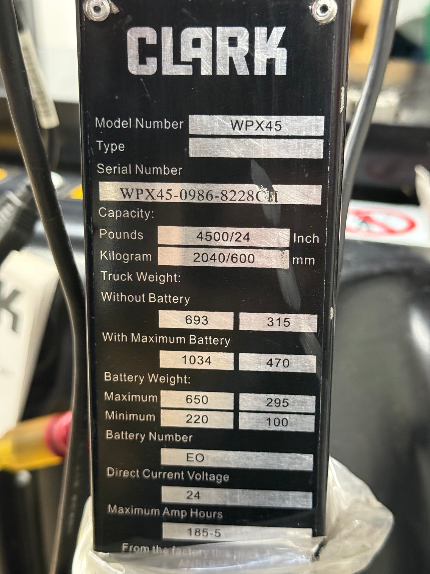 CLARK WPX45 Electric Pallet Jack Fork Lift (Needs Replacement Batteries)
