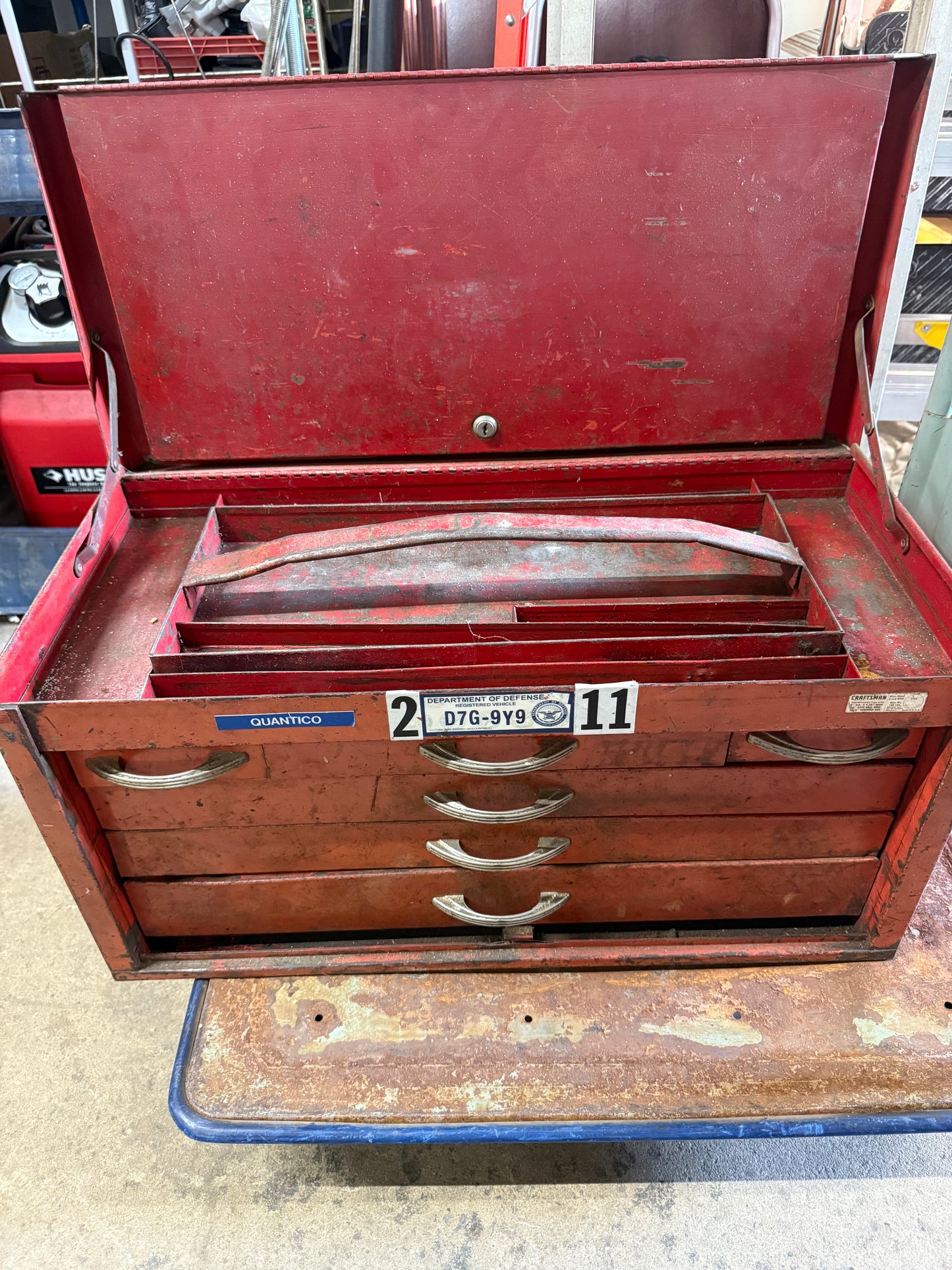 Leutheuser Hillsdale Red Vintage Mechanics ToolBox, Garage Chest