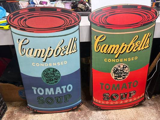 Pair Campbell Tomato Soup Wooden Wall Signs 20”x35”x1”