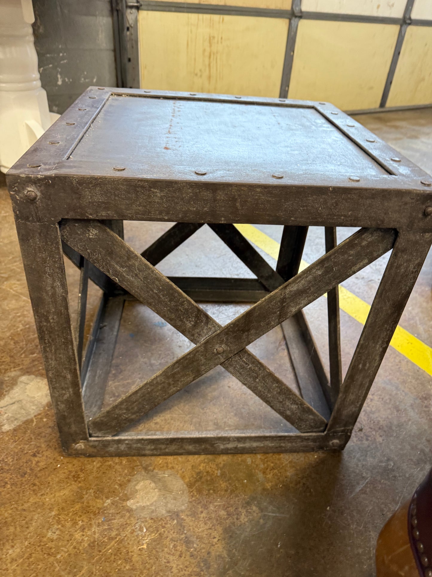 Square Steel Retro Side Table 20x20x20 Commercial