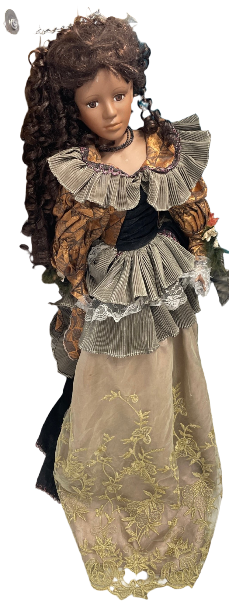 VERY RARE 4 FOOT VINTAGE ASHLEY BELLE PORCELIAN DOLL, SOUTHERN BELLE STYLE V-47