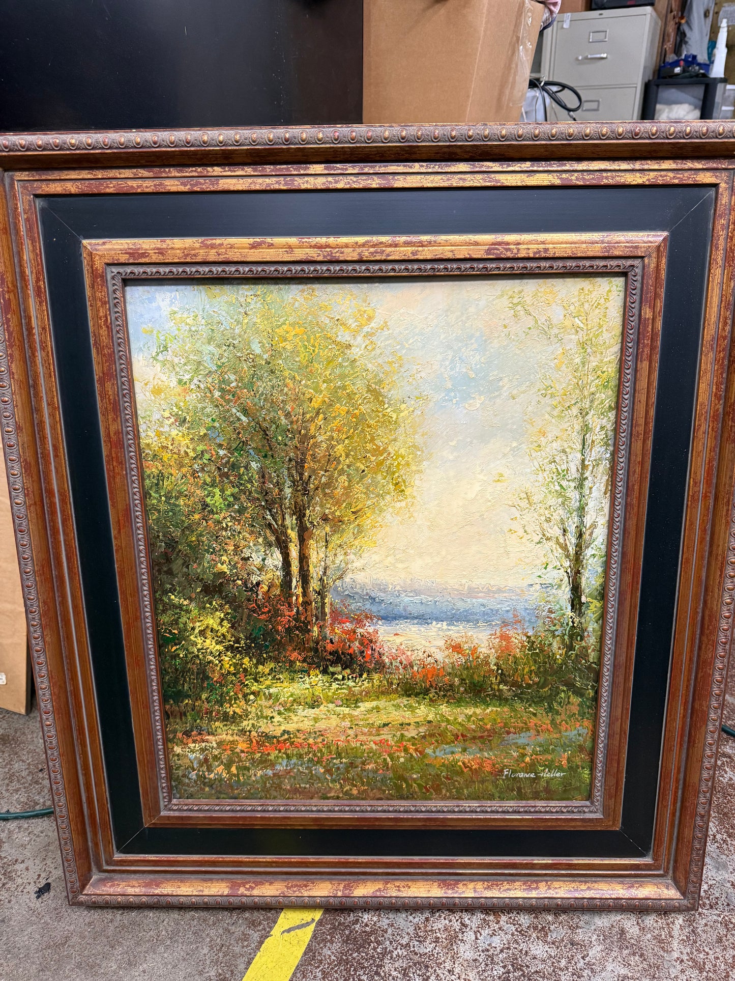 Original Vintage Framed Oil Painting by Florence Heller Size 30” X 34”