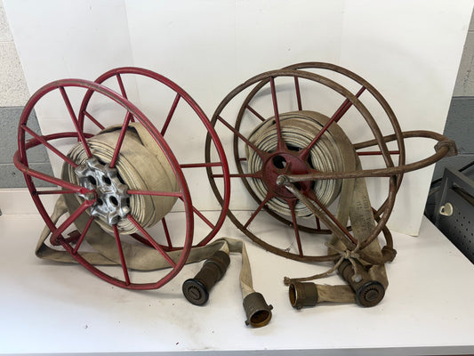 Two Vintage Fire Hose Storage Reels