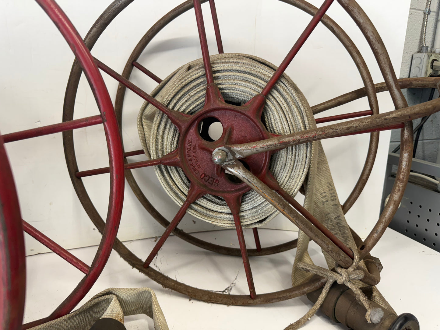 Two Vintage Fire Hose Storage Reels
