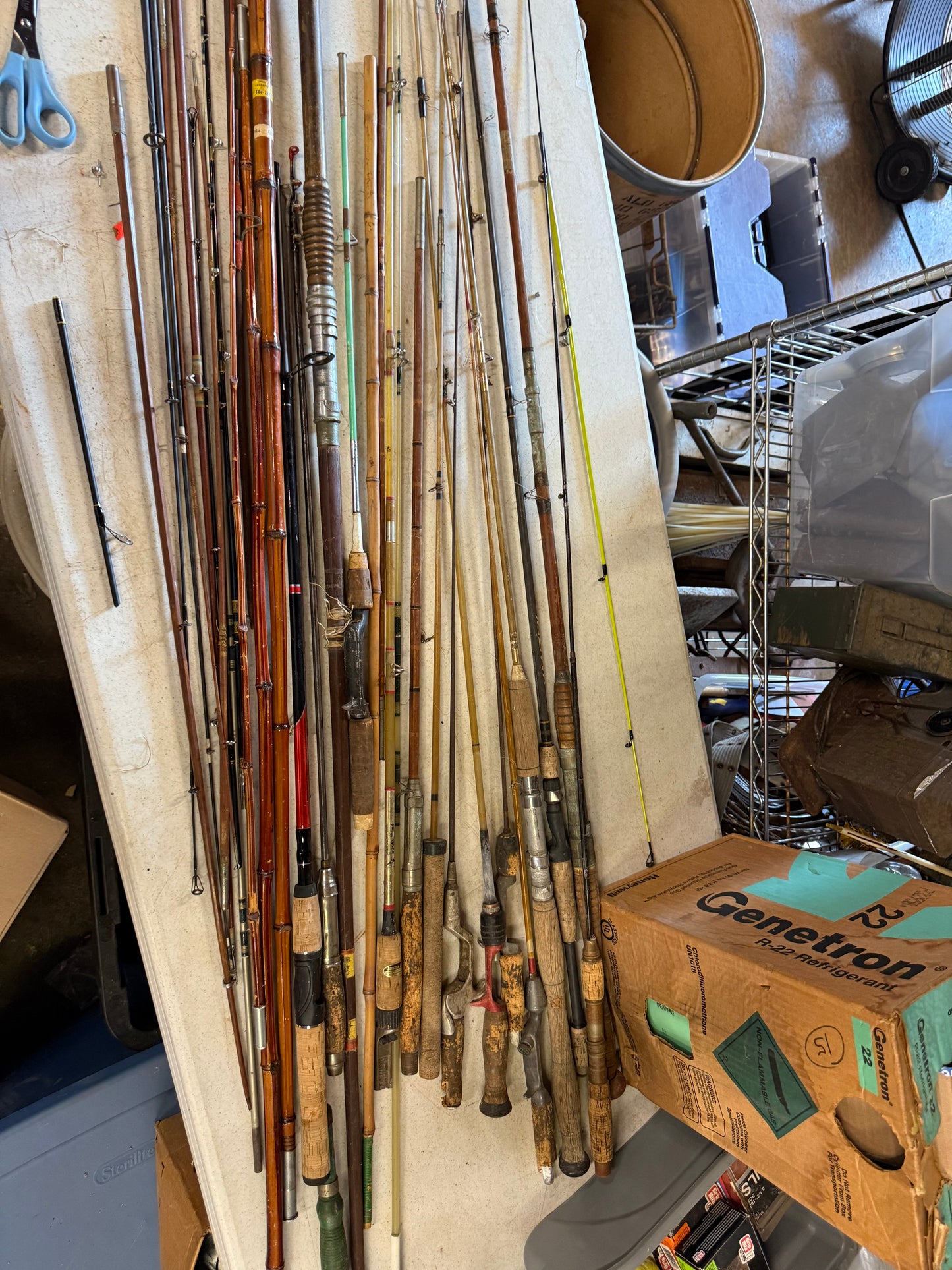 Vintage Lot of Fishing Poles & Reels Bamboo etc