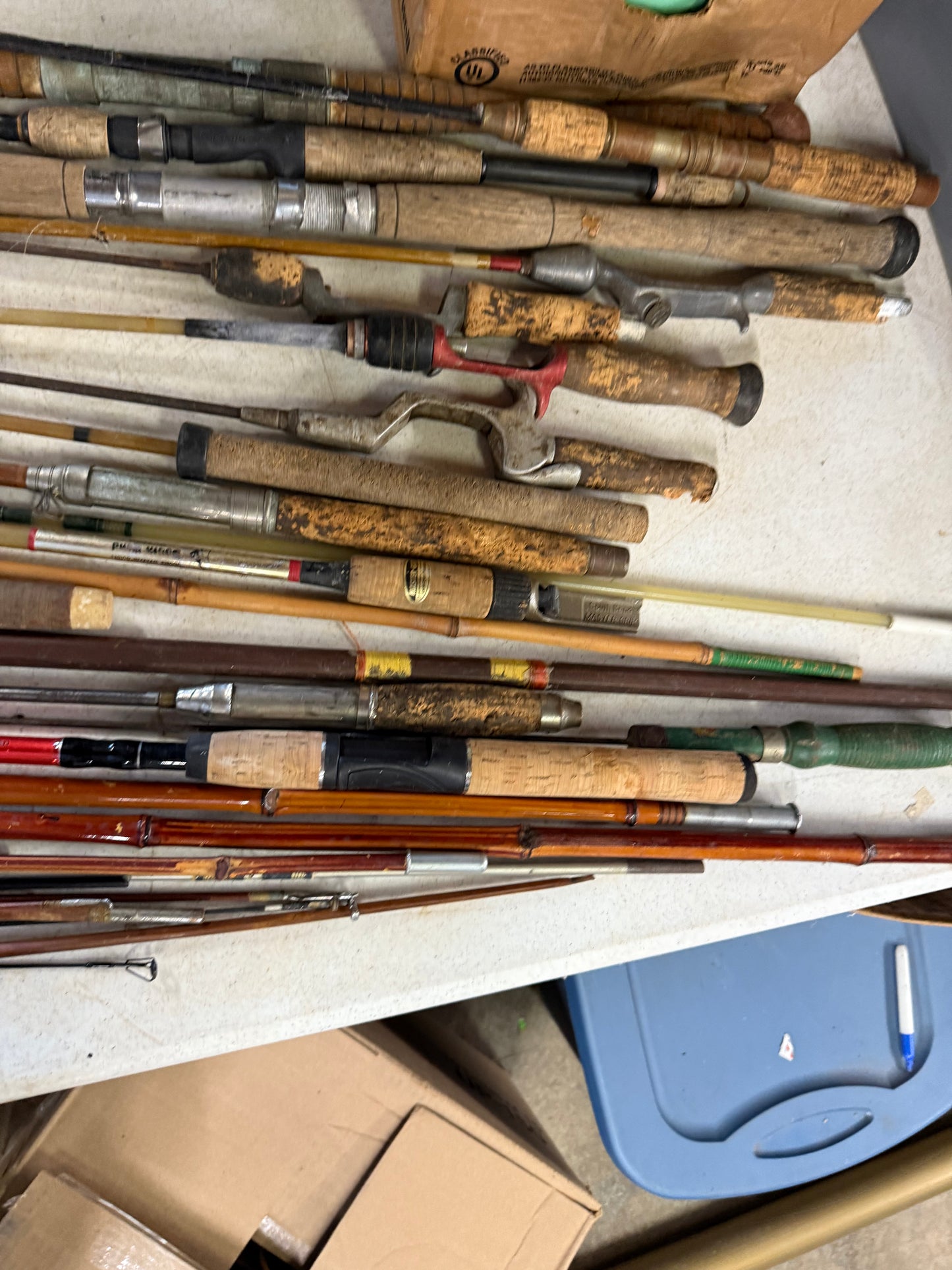 Vintage Lot of Fishing Poles & Reels Bamboo etc