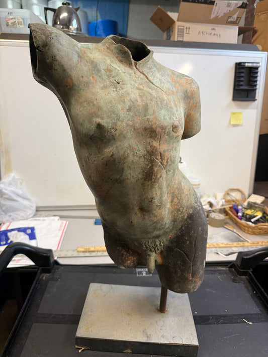 Patinated Bronze Torso after the Antique, 19th/20th Century Sculpture Greece Gladiator