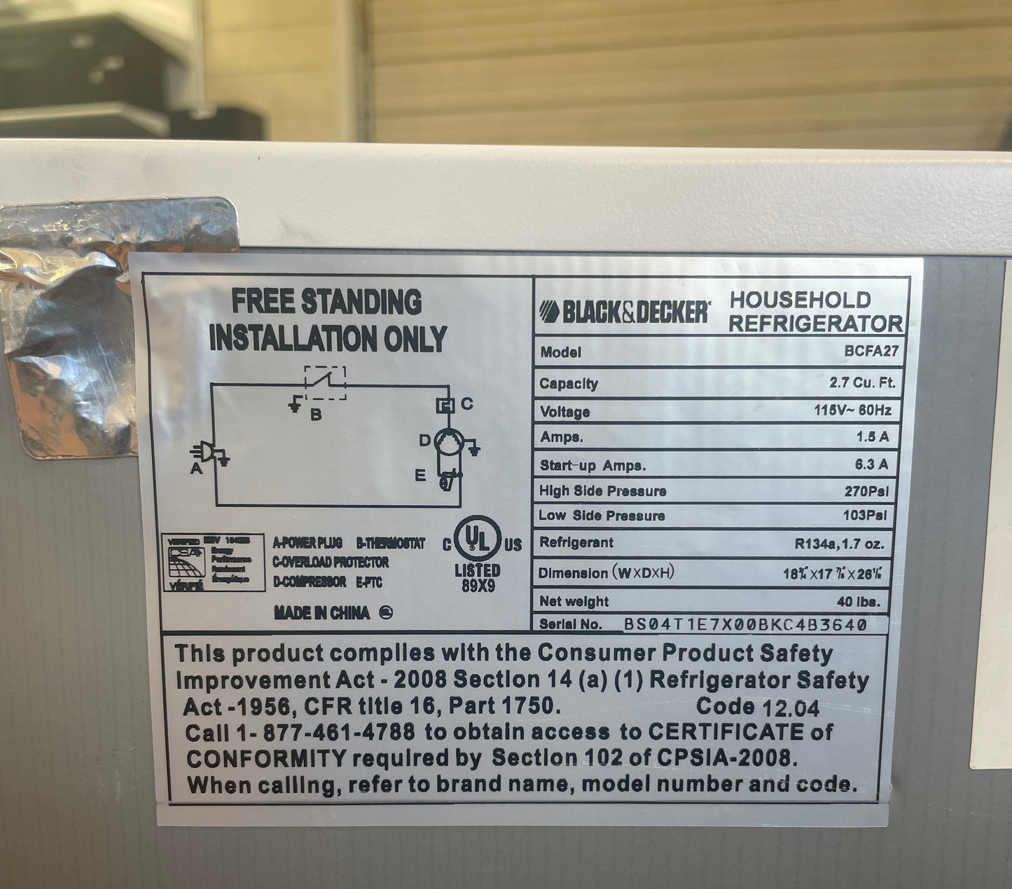 Black & Decker Mini Fridge