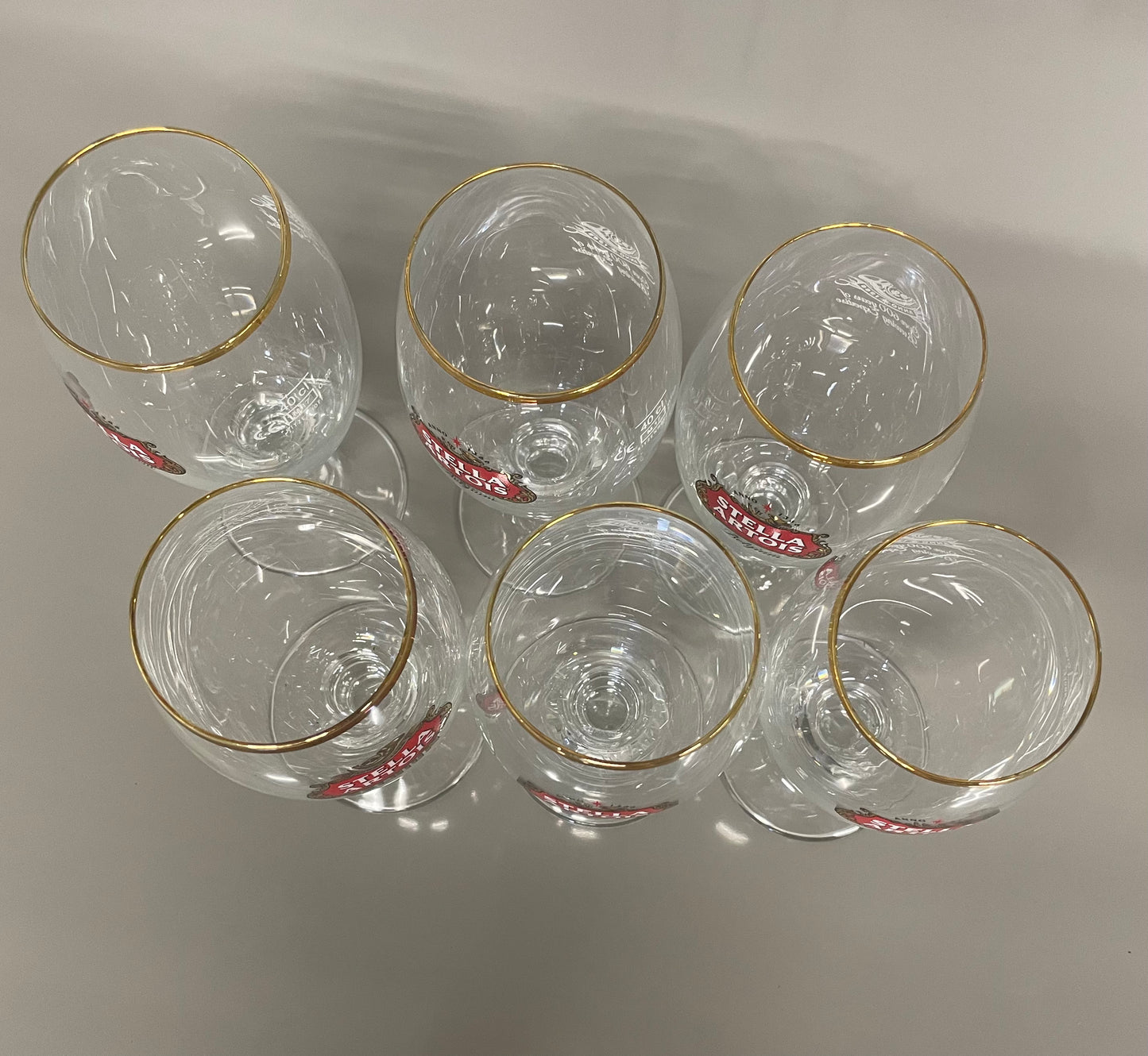 Stella Artois Belgium Ritzenhoff Gold Rim 40CL Beer Pub Glasses Holiday Mancave SET OF 19 V-32