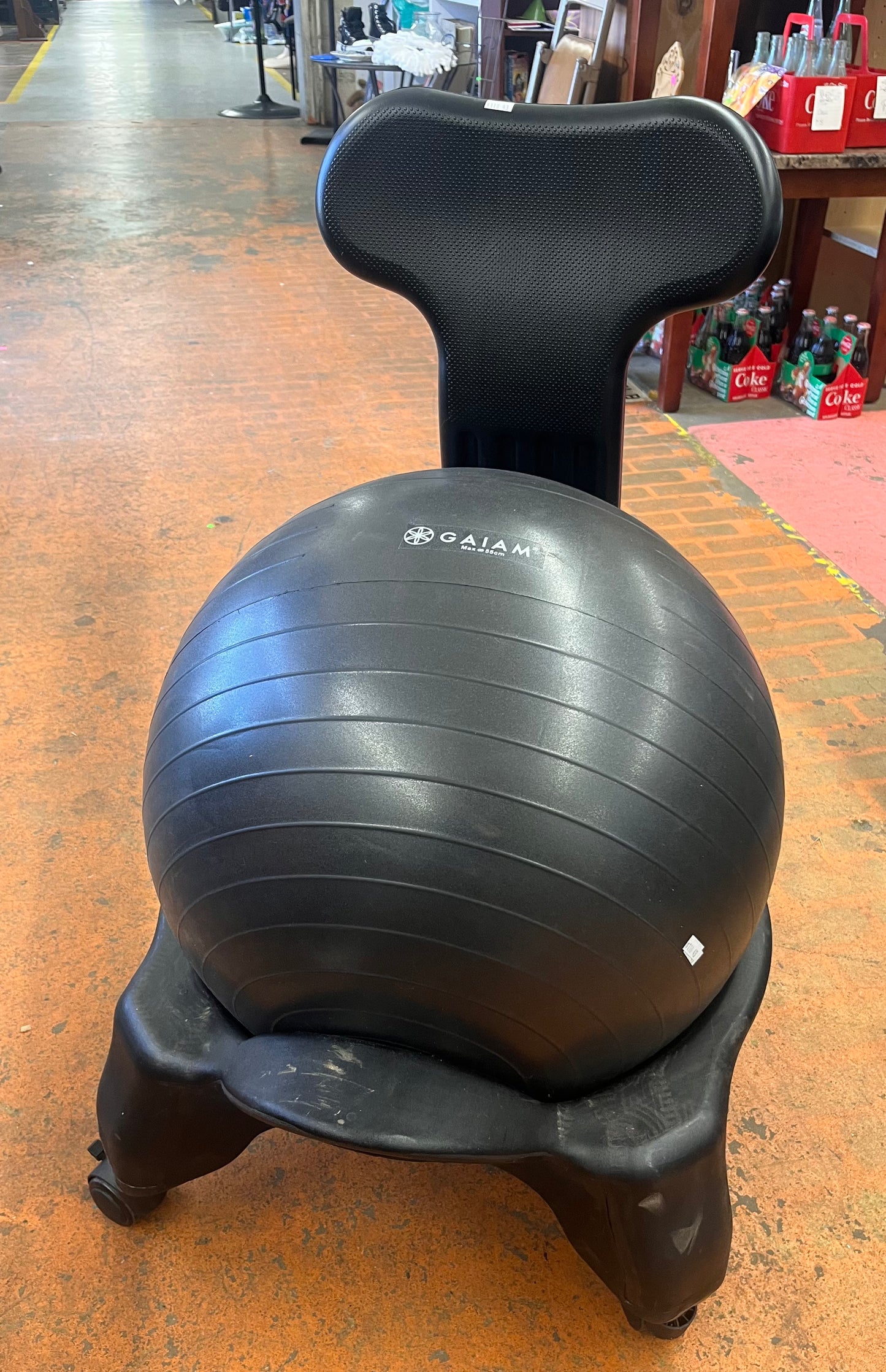 Gaiam Exercise Ball Chair with Back Support, Rolling Office Stool Balance Ball Chair, Home Gym Yoga Stability Ball Seat for Abs, Birthing