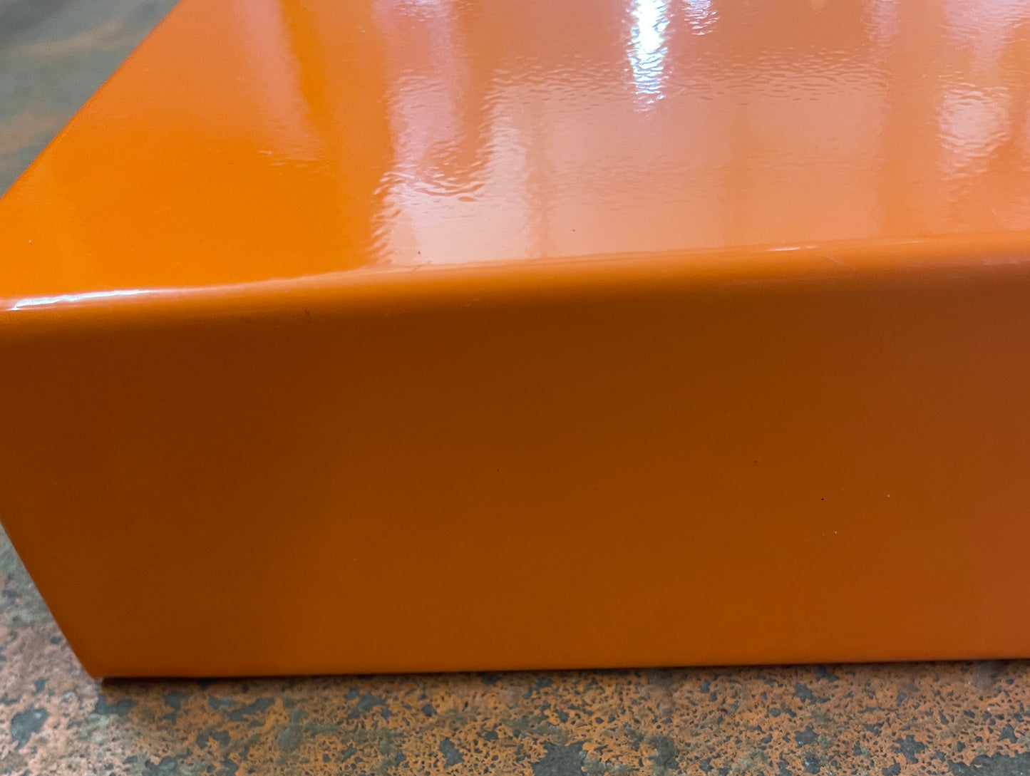 15 Orange Metal Shelves, Display Header
