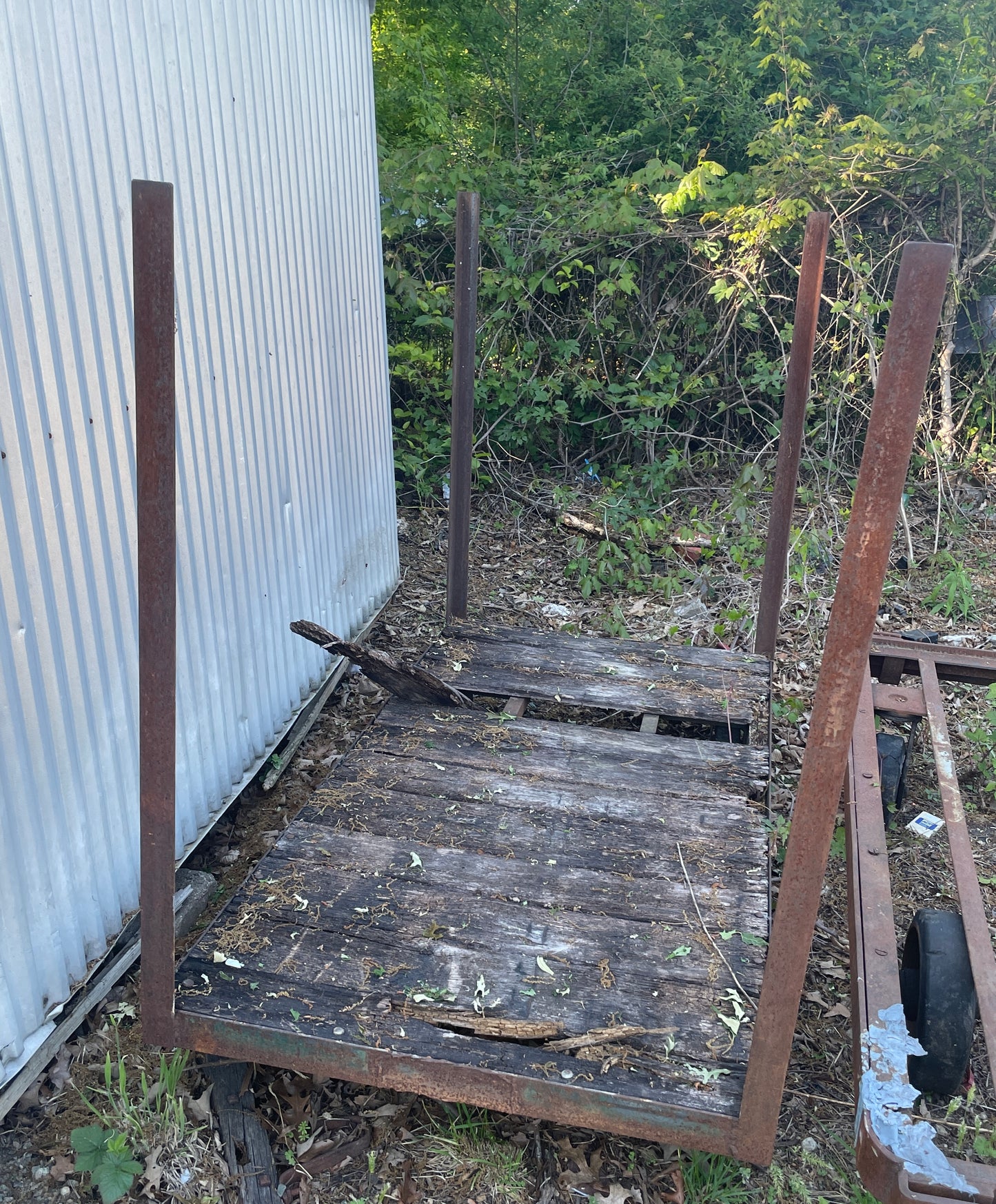Metal Cart with Wooden Base