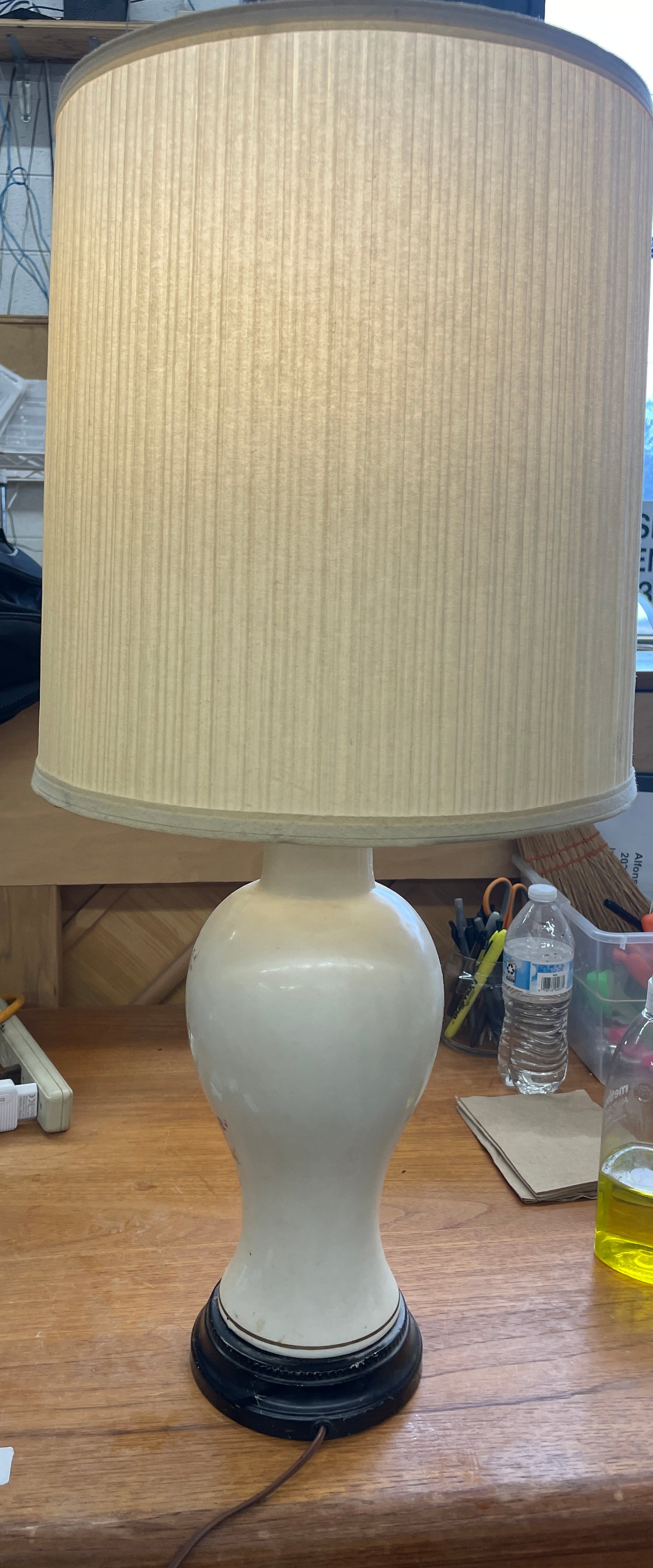Vintage Oriental Accent Lamp, Chinoiserie Chic Decor, Small Table Lamp