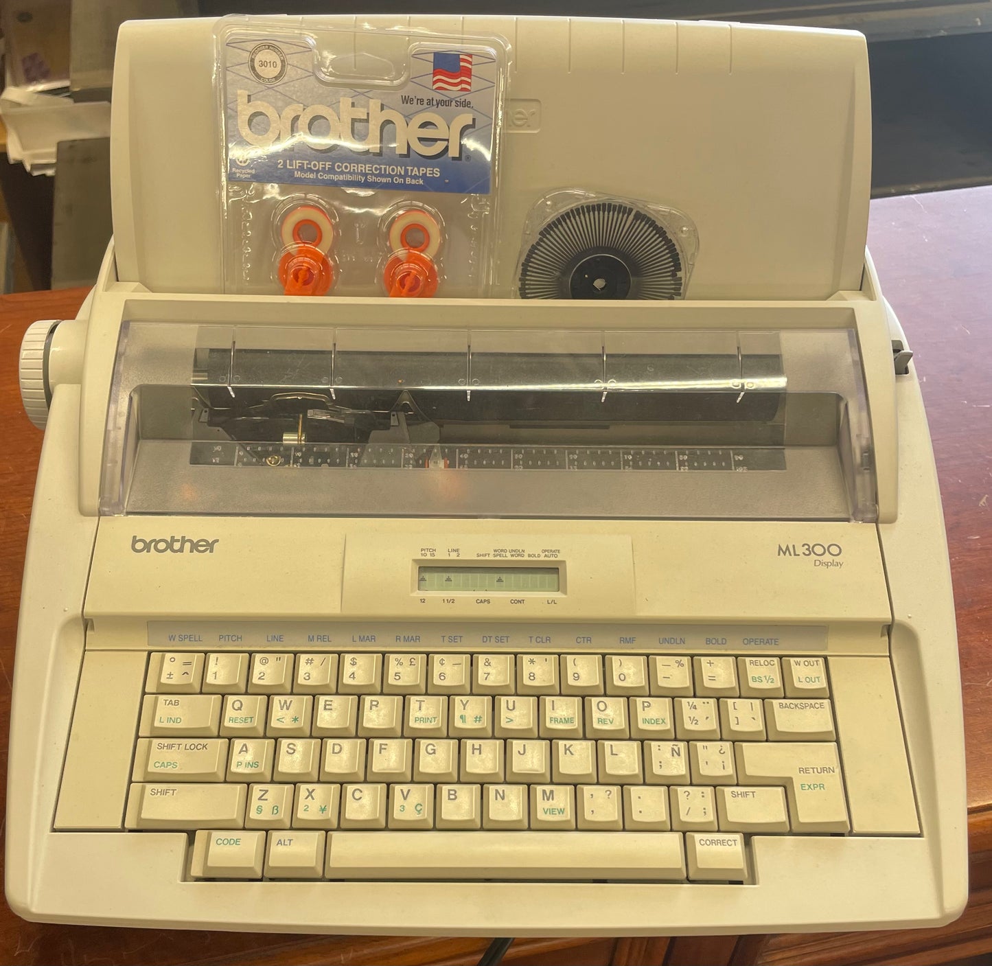 Brother ML-300 Electronic Display Typewriter with A Daisywheel & New Brother Lift-Off Correction Tape 3010 2/Pack