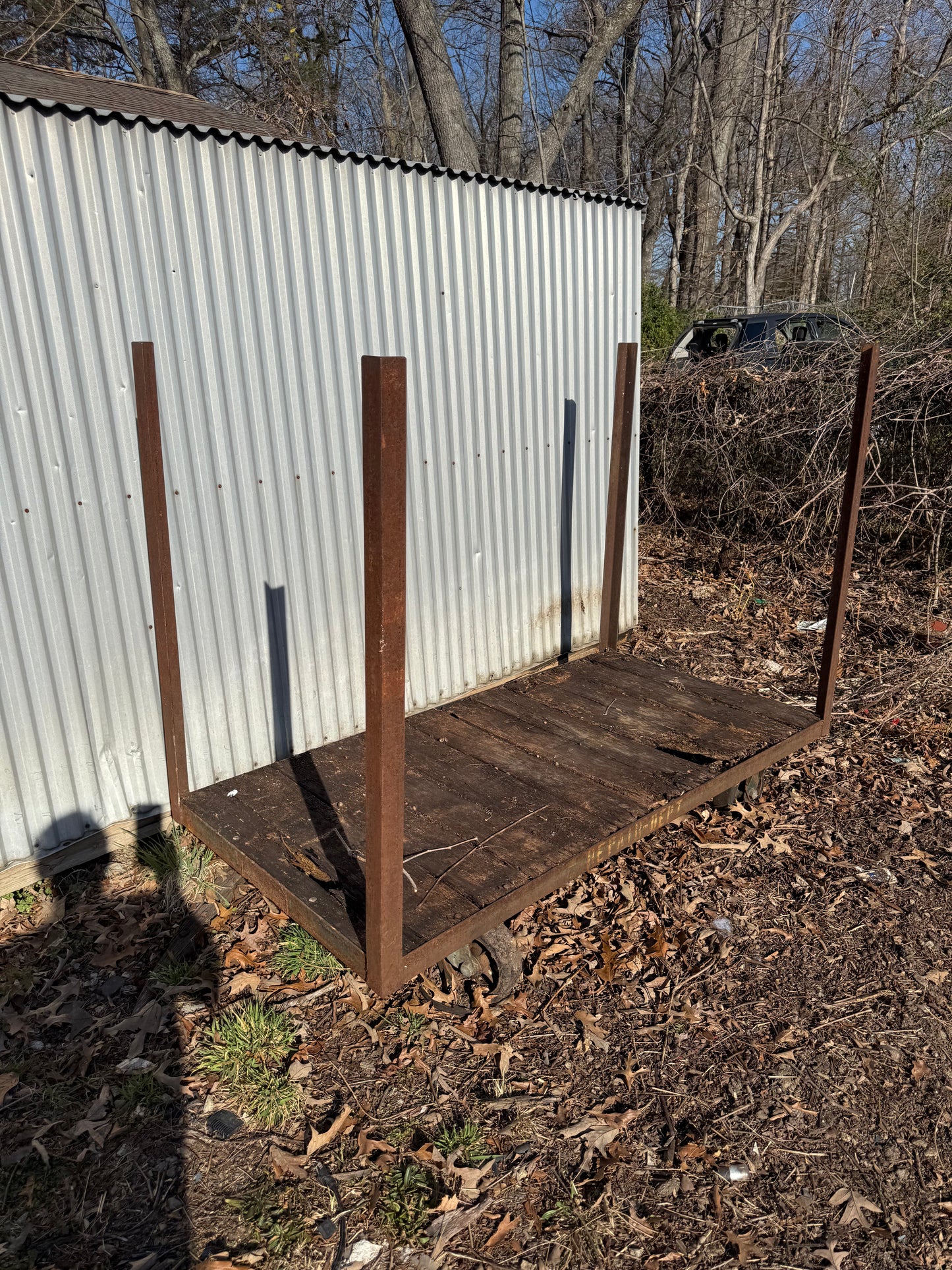 Metal Cart with Wooden Base