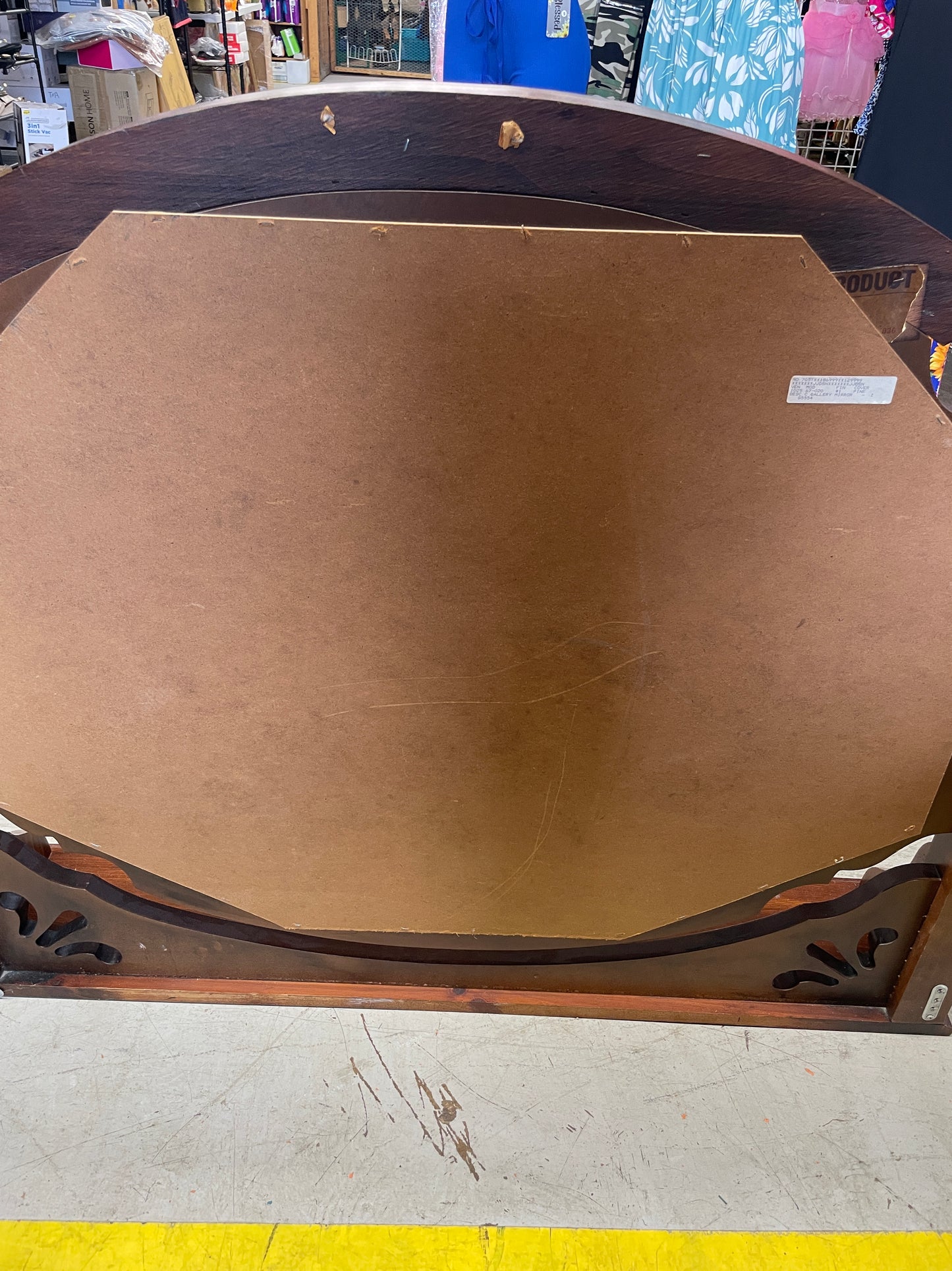 Large Oak Oval Over Mantle Or Dresser Mirror