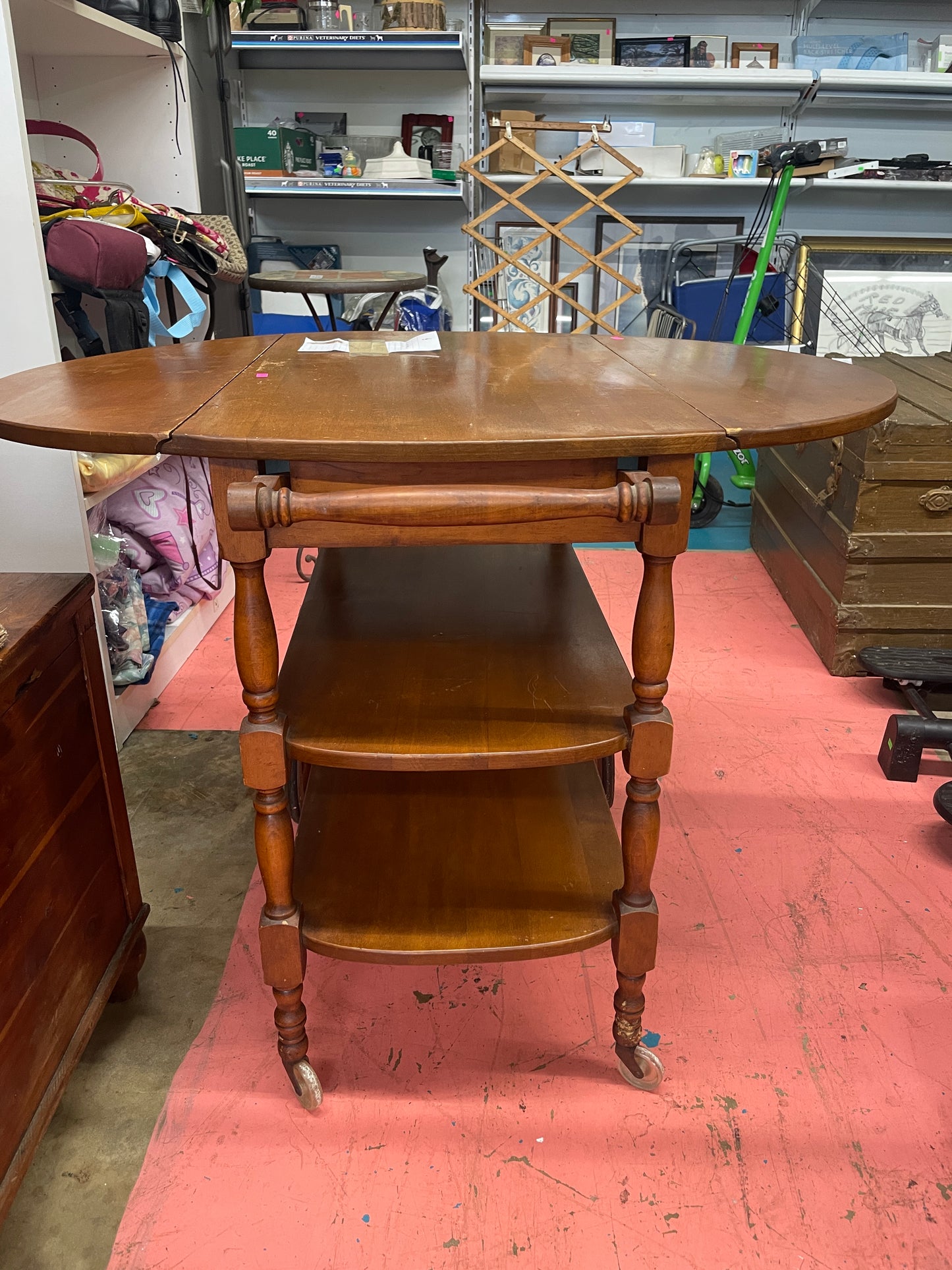 Drop Leaf Bar Wagon Cart Table