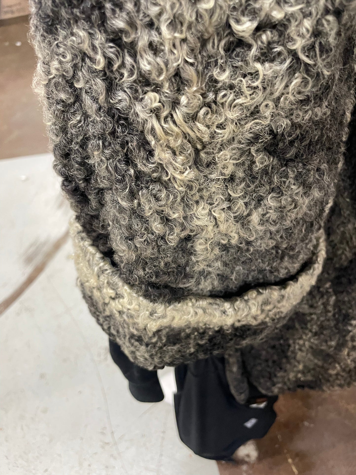 Coat, V11, Vintage Curly Lambs Wool Fur Jacket, Coat Women’s 12 14, Gray, 1970s Retro Glamour