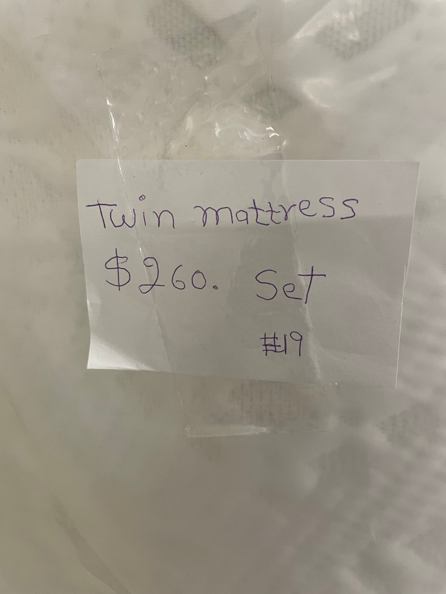 New Twin Mattress Set, Includes Mattress and Box Spring, V-19