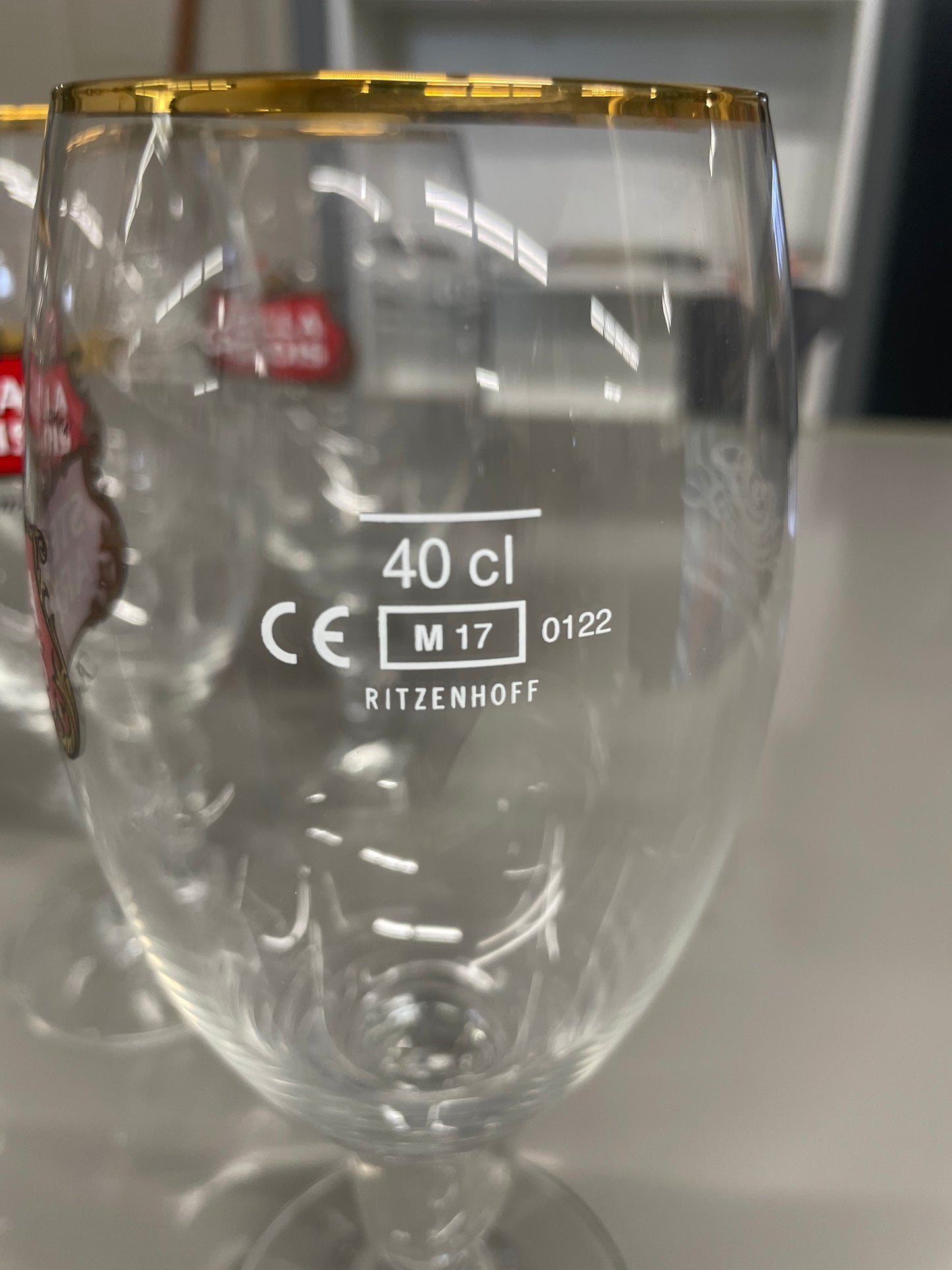 Stella Artois Belgium Ritzenhoff Gold Rim 40CL Beer Pub Glasses Holiday Mancave SET OF 19 V-32