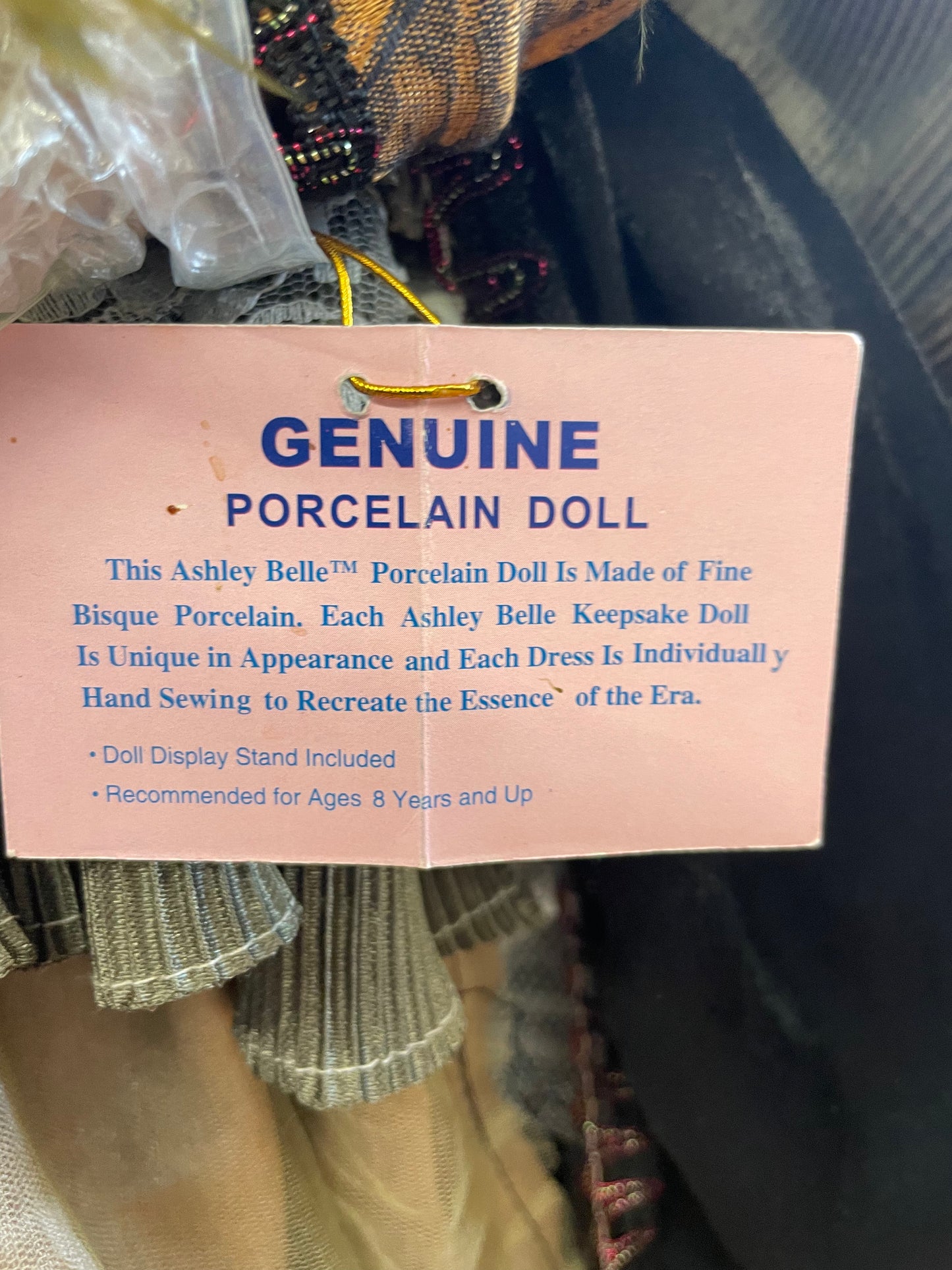 VERY RARE 4 FOOT VINTAGE ASHLEY BELLE PORCELIAN DOLL, SOUTHERN BELLE STYLE V-47