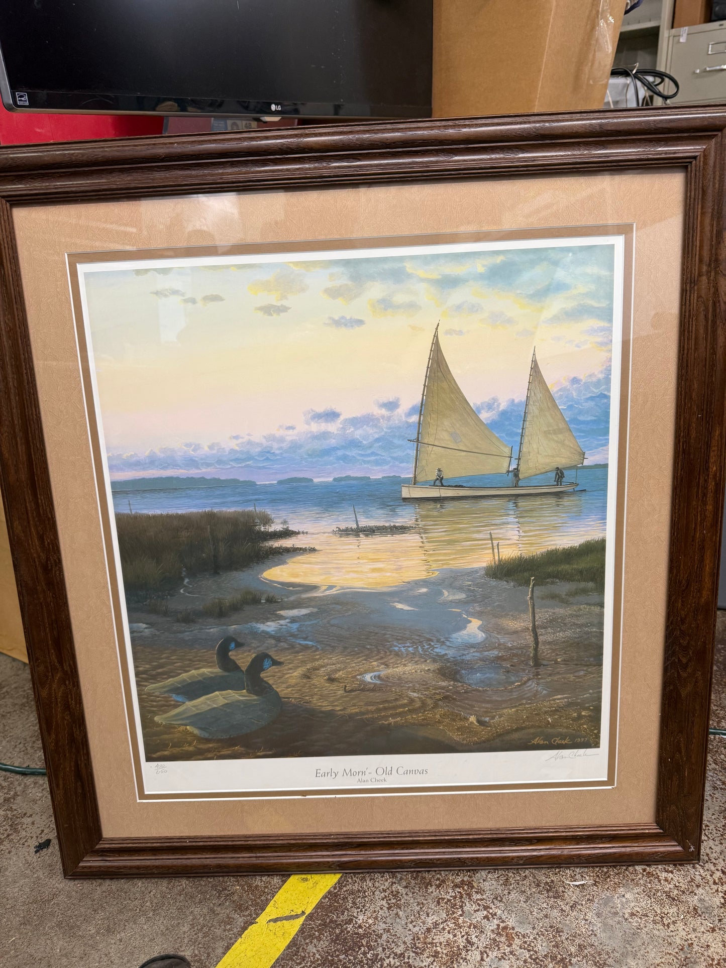 Alan Cheek 1997 Early Morn’ 420/650 Signed Old Canvas Framed 29”X31”