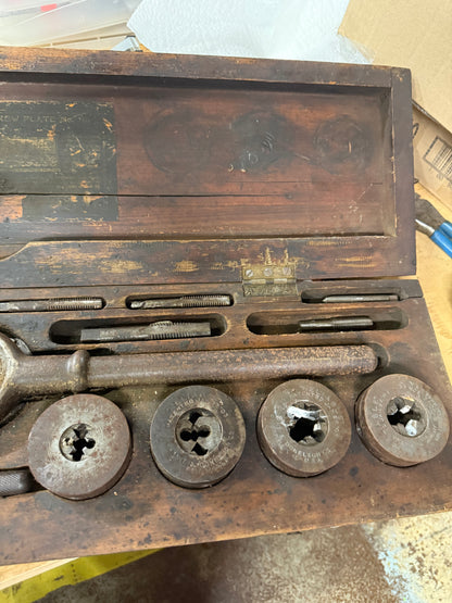 Derby Screw Plate No. 101 Vintage Die & Tap Set with Wooden Case