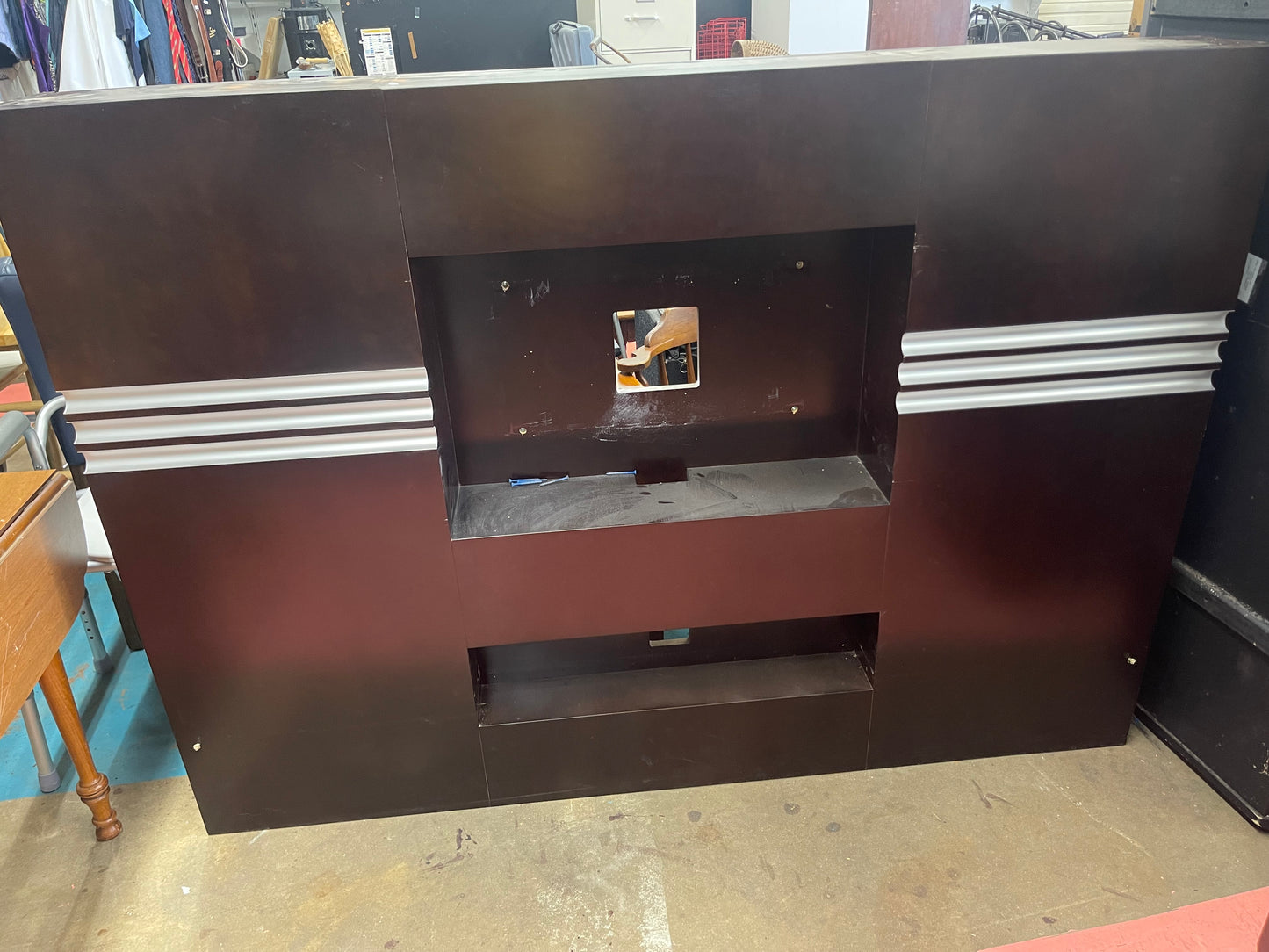 Large Black Buffet Cabinet with Frosted Drawers & Shelves