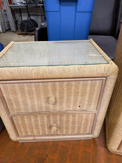 Broyhill Wicker Rattan Dresser & Side Table