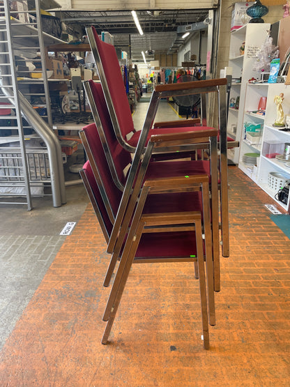 Set of 4 Stackable Adirondack Direct Burgundy Fabric Medical Reception/Church Arm Chairs