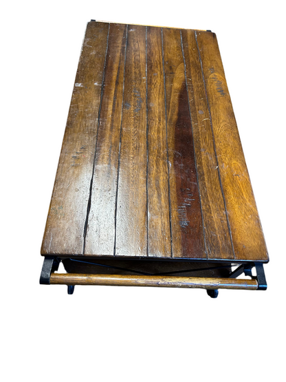 Brown ASRORI Four Wheel Cocktail Table,  Wood & Metal, Two Levels