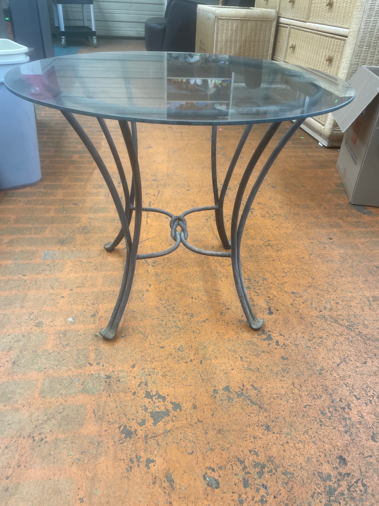 Wrought Iron and Glass Coffee Table 24” Glass Top