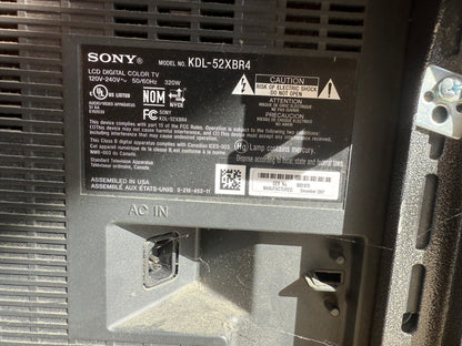 Sony LCD Digital Color TV 52” KDL-52XBR4