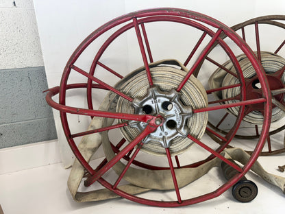 Two Vintage Fire Hose Storage Reels