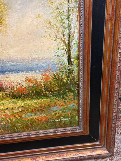 Original Vintage Framed Oil Painting by Florence Heller Size 30” X 34”