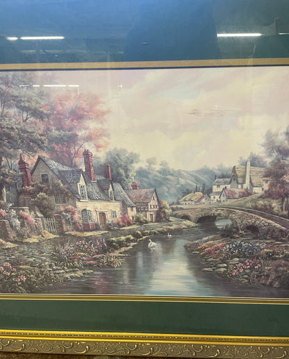 Valley of the River Beck, Print by Carl Valente, English Countryside Cottage 44X32