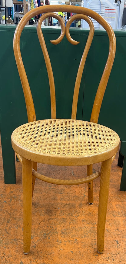 Vintage Thonet Bentwood + Cane Sweetheart Bistro Chair Made In Romania, Circa 1960s #10