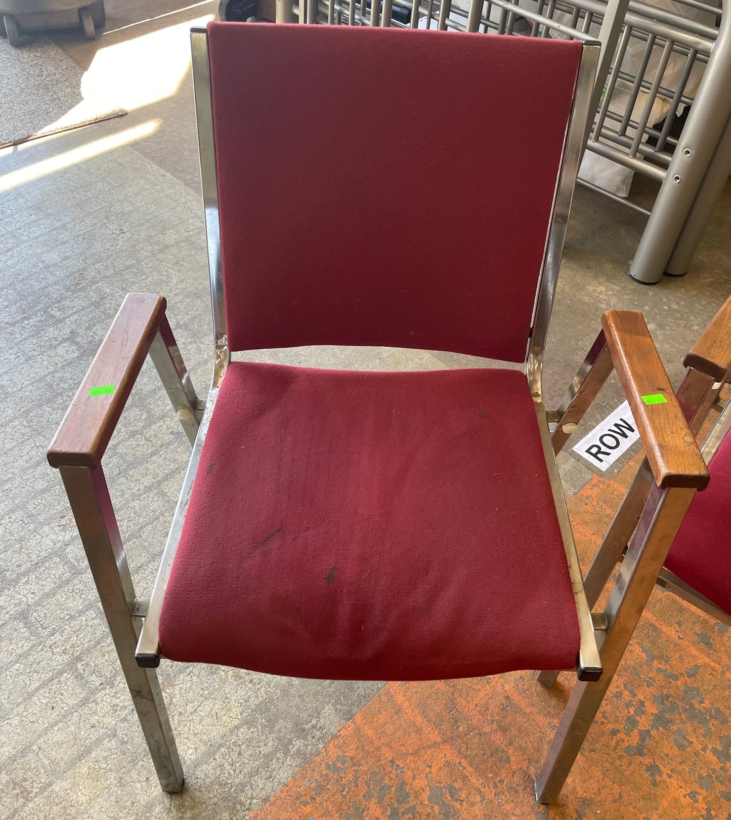 Set of 4 Stackable Adirondack Direct Burgundy Fabric Medical Reception/Church Arm Chairs