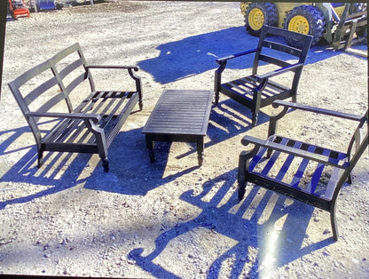 Outdoor Loveseat, Two Chairs & Table, Aluminum, RR