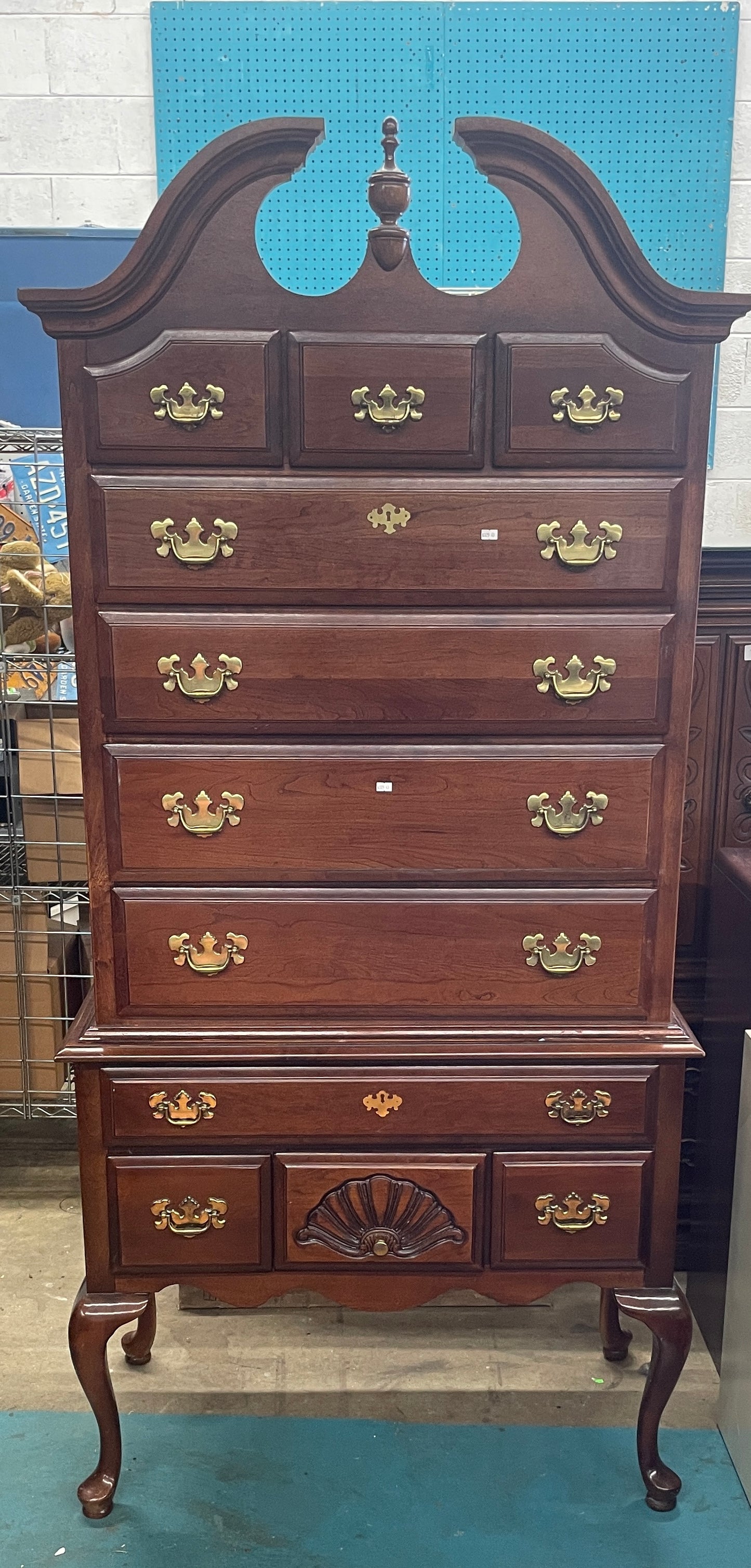 2pc Lexington Dixie Cherry Finish Queen Anne Highboy