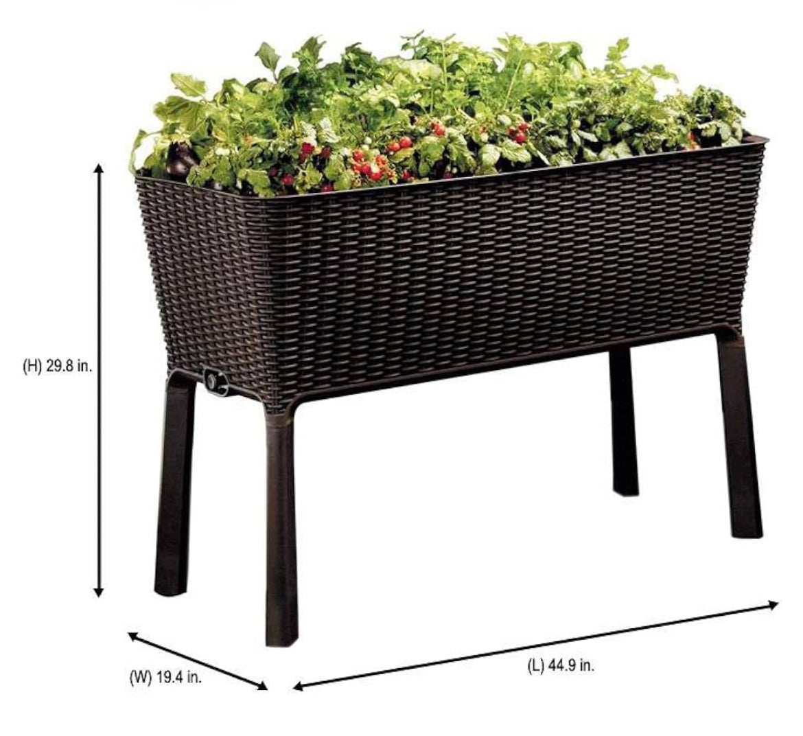 Keter Easy Grow 31.7 Gallon Brown Rectangular Plastic Indoor Planter