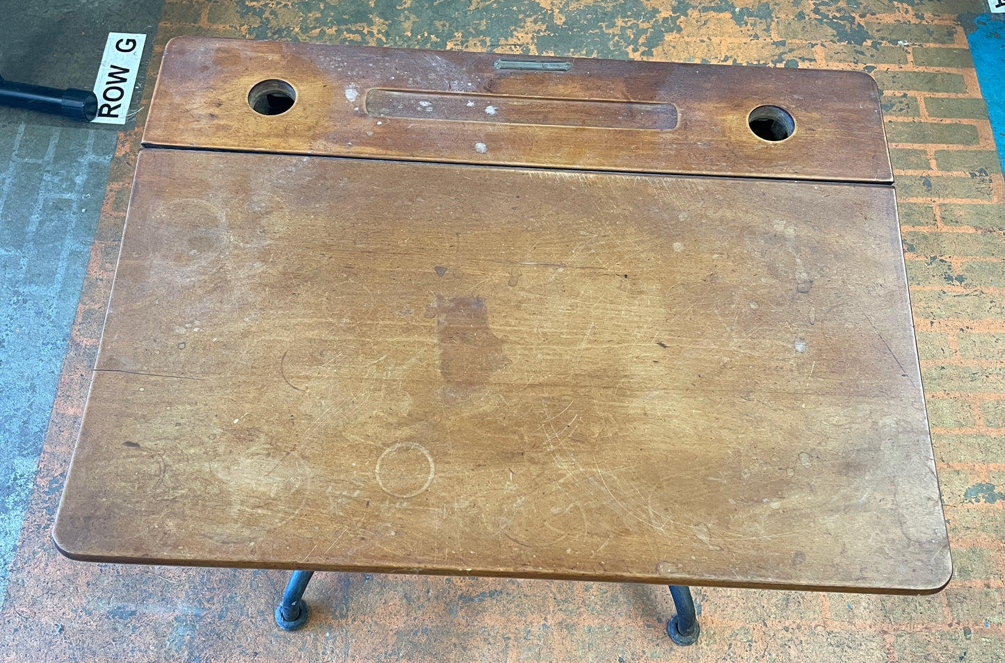 Old Vintage Antique School Desk