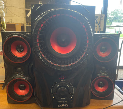 BeFree Sound BFS-99X-RB Bluetooth Speaker System (Red) - 2.1 Channel Surround V#32