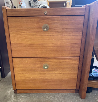 1970s Danish, Mid-Century Modern, Teak 2 Drawer Office Desk & 2 Drawer File Cabinet