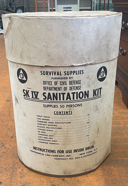 SK IV Cold War Sanitation Kit Drum- Office of Civil Defense Ca. 1962 (Drum Only) Nr 2