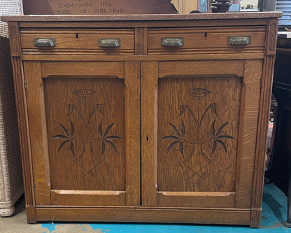 French Art Deco Two Drawer Marble Top Dresser