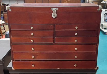 Jewelry or Collector Cabinet Mahogany Machinist Chest