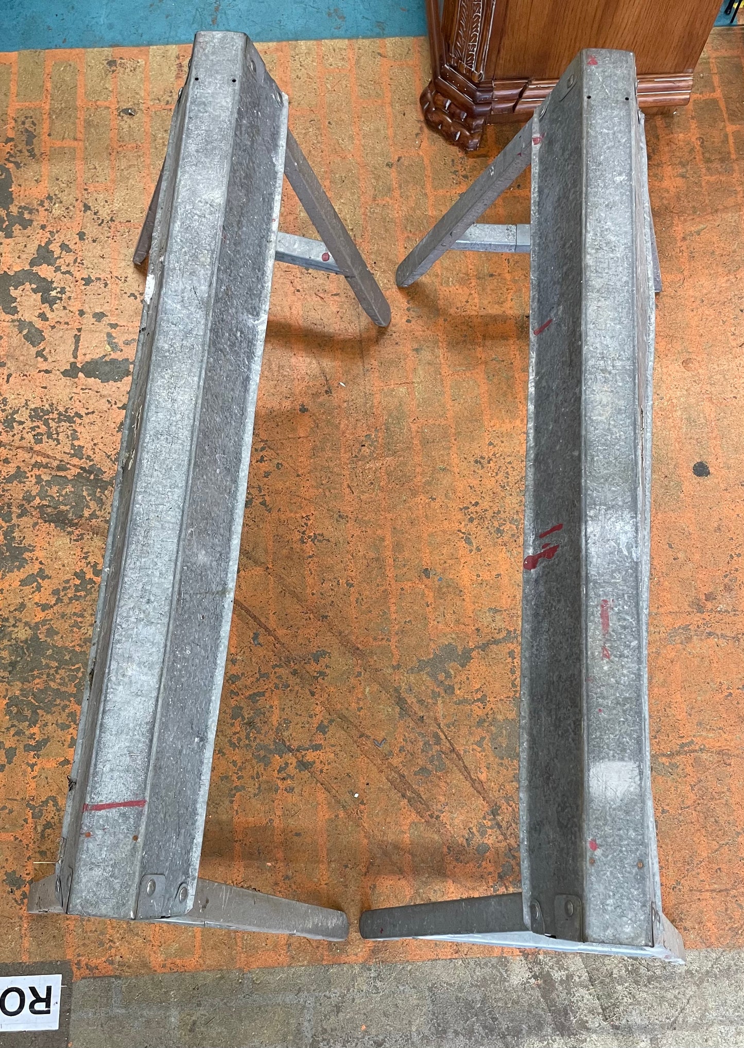 Pair of Handy Horse 
Galvanized Steel Folding Sawhorses.